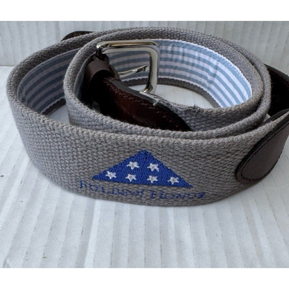 Folds of Honor Grey & Blue Golf Ratchet Needlepoint Belt Embroidered Flag Large